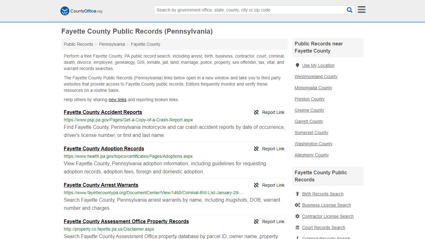 Fayette County Public Records (Pennsylvania) - County Office